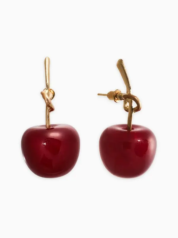 Серьги Серьги "Вишня" узел, цвет бордовый в золоте