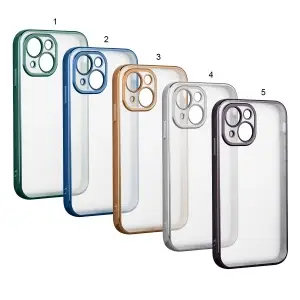 Чехол для iPhone 13 Mini матовый с защитой камеры (блестящая рамка)
