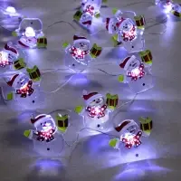 Гирлянда &laquo;Нить&raquo; 2 м роса с насадками &laquo;Снеговик&raquo;, IP20, серебристая нить, 20 LED, 2 режима, батарейки ААх2 (нет в комплекте), свечение белое