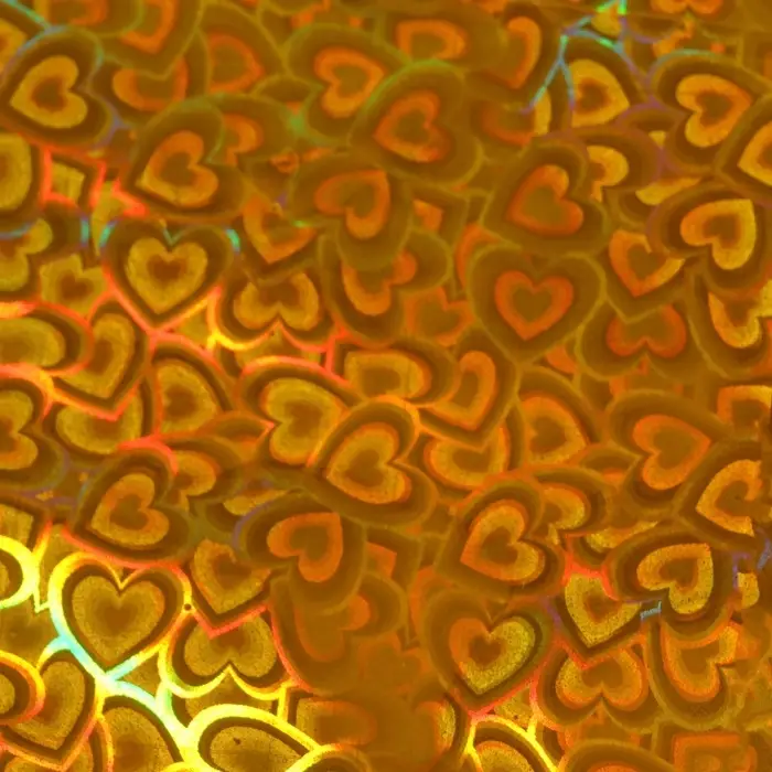 Пленка голографическая, «Сердечки», золотая, 70 см × 1 м Пленка голографическая, «Сердечки», золотая, 70 см × 1 м