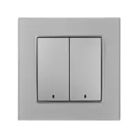 Выключатель TOT Matte Glass, 10 А, 2 клавиши, с подсветкой, скрытый монтаж, стеклянная рамка, серебристый