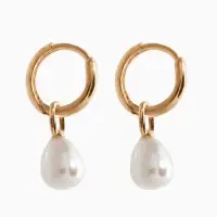 Серьги жемчуг "Бусина на ножке", цвет белый в золоте