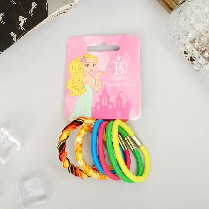 Резинка для волос Резинка для волос "Грандиент" (набор 6 шт) перелив, 4,5 см, микс