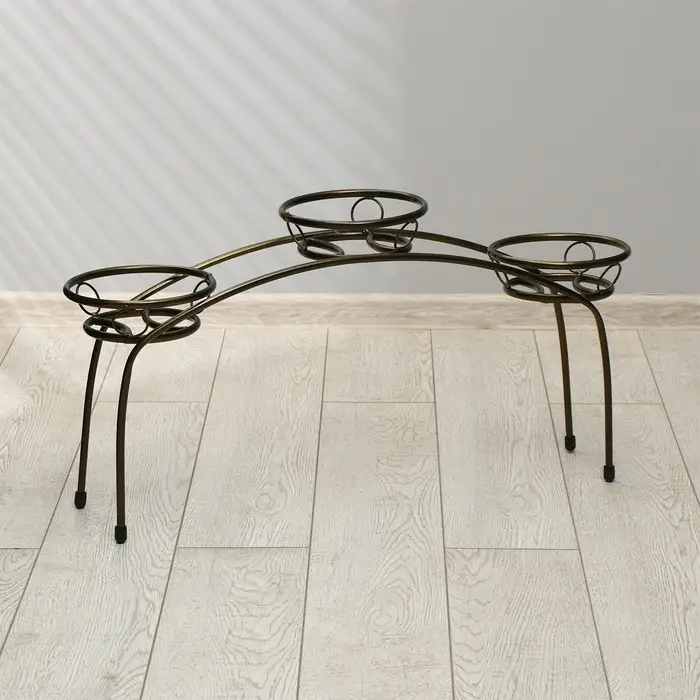 Подставка для цветов, напольная, на 3 горшка, d = 14 см, бронзовая, «Арка» Подставка для цветов, напольная, на 3 горшка, d = 14 см, бронзовая, «Арка»