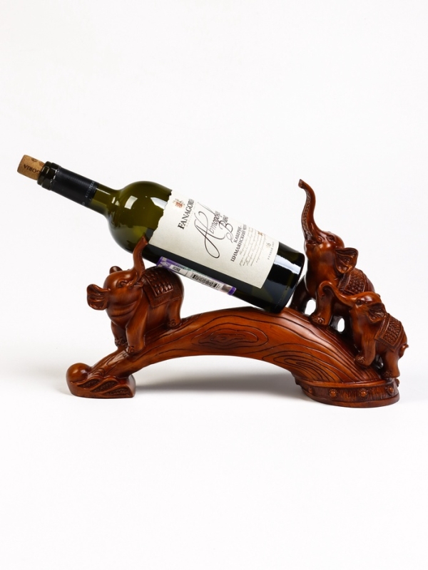 Подставка для бутылки  Подставка для бутылки "Два слона" под дерево, 36х10х25см