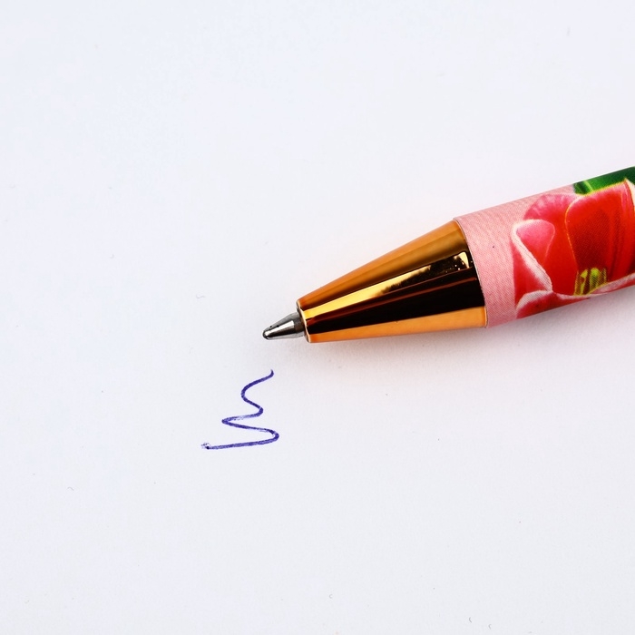 Ручка шариковая синяя паста, пластиковый корпус «С 8 марта тюльпаны» Ручка шариковая синяя паста, пластиковый корпус «С 8 марта тюльпаны»