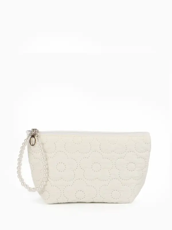 Косметичка дор Цветок 22*6*16, отд на молнии, молочный