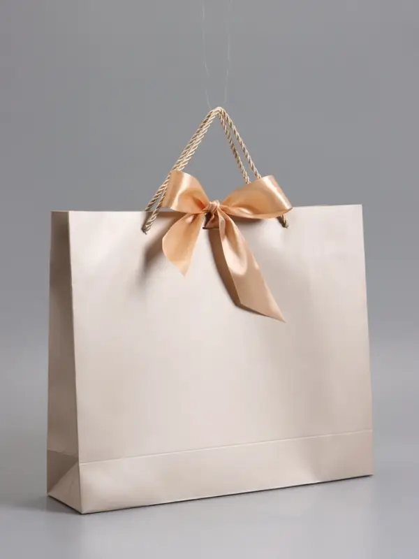 Пакет подарочный, белый, с бантом, 35 х 30 х 10 см