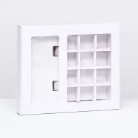 Коробка с обечайкой с окном под 12 конфет и плитку шоколада 23.7×19.9×3.1 см