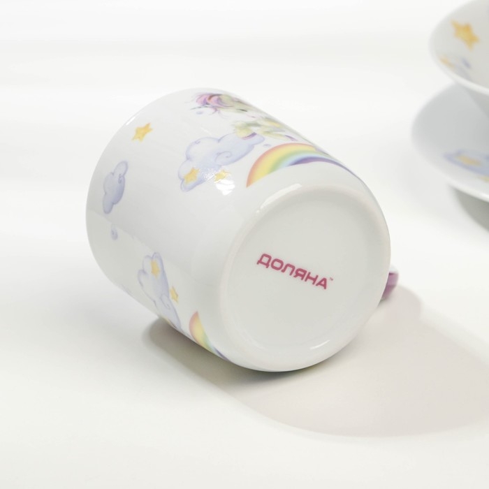 Набор детской посуды из керамики Доляна «Единорог», 3 предмета: кружка 230 мл, миска 400 мл, тарелка d=18 см, цвет белый Набор детской посуды из керамики Доляна «Единорог», 3 предмета: кружка 230 мл, миска 400 мл, тарелка d=18 см, цвет белый