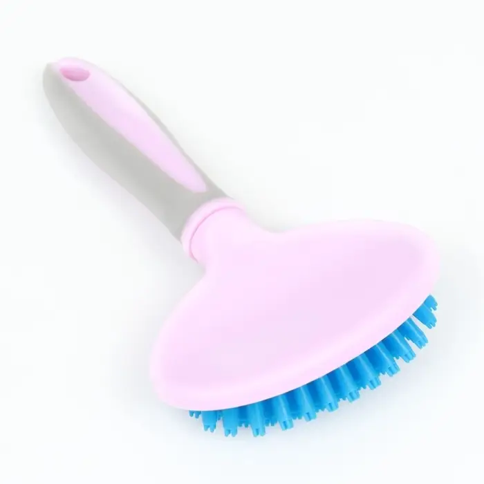 Щётка-массажёр для животных, 9.5&times;16.5 см, с силиконовыми зубьями, средняя, пластик, розовая, голубая