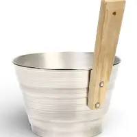 Ушат для бани и сауны, 3 л, алюминий, с деревянной ручкой