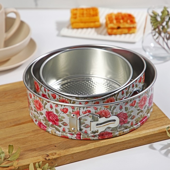 Набор форм для выпечки Доляна «Розарий», 3 предмета: d=17/21/24 см, съёмное дно Набор форм для выпечки Доляна «Розарий», 3 предмета: d=17/21/24 см, съёмное дно