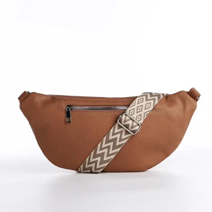 Сумка женская кросс-боди на молнии, 34&times;11&times;17 см, бежевая