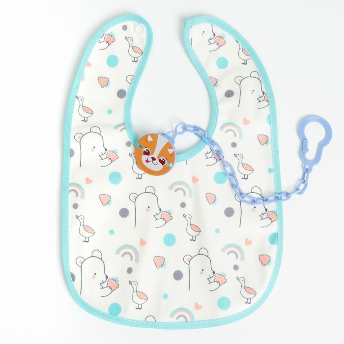 Набор детских слюнявчиков Крошка Я, 3 шт. + подарок, 29х20 см., цвет бирюзовый, розовый, серый Набор детских слюнявчиков Крошка Я, 3 шт. + подарок, 29х20 см., цвет бирюзовый, розовый, серый