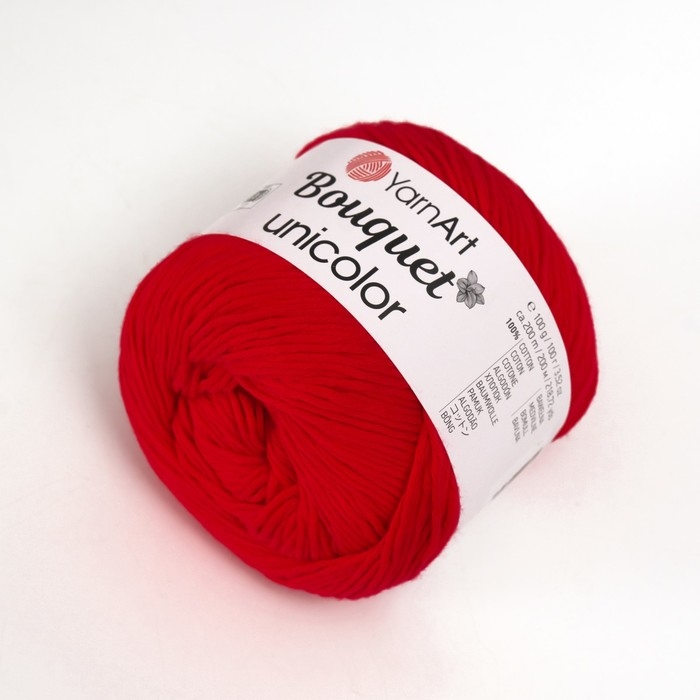 Пряжа Пряжа "Bouquet Unicolor" 100% хлопок 200м/100г (3217 красный)