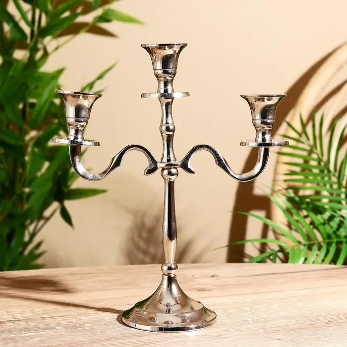 Подсвечник алюминий  Подсвечник алюминий "Власть" на 3 свечи 9х22х26 см