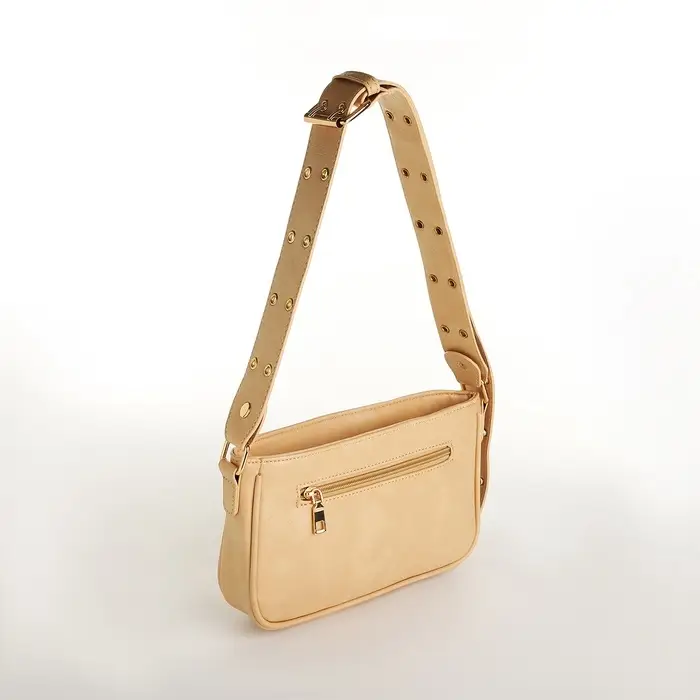 Сумка женская багет на молнии, 25&times;5&times;15 см, бежевая