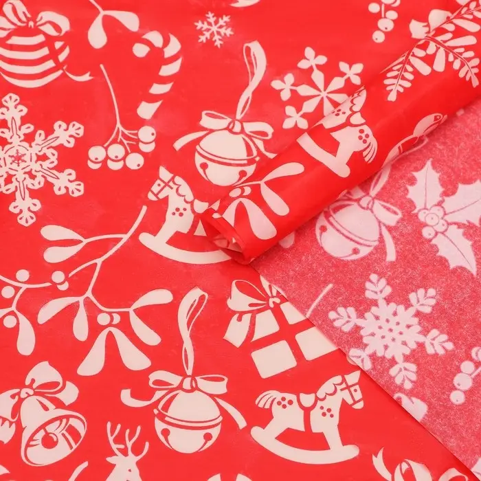 Бумага упаковочная тишью, новогодняя упаковка «С новым годом!»,50×66 см