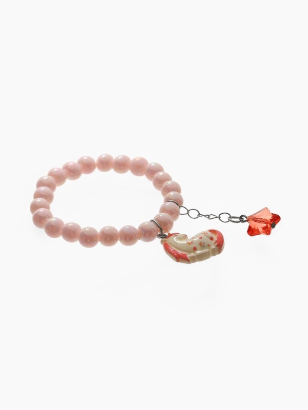 Браслет детский "Выбражулька" звезды на цепочке и единорог, жемчуг, цветной