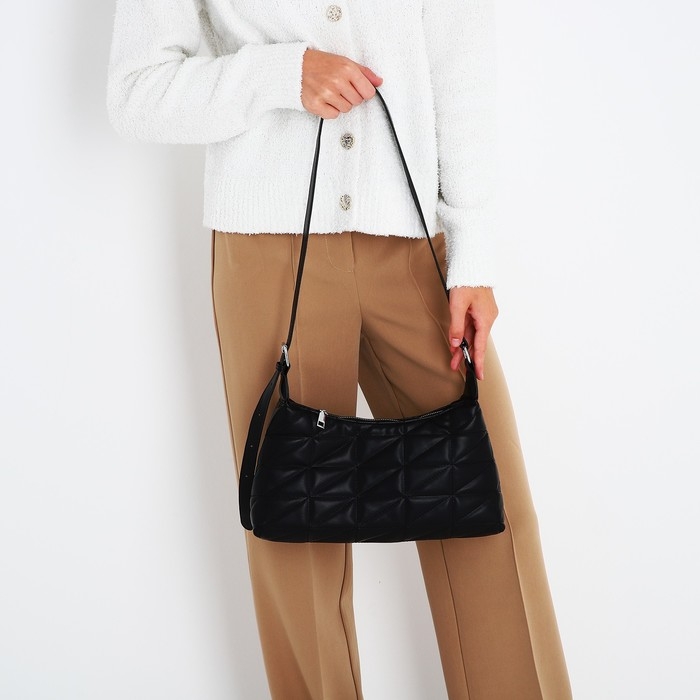 Сумка-багет на молнии, цвет чёрный Сумка-багет на молнии, цвет чёрный