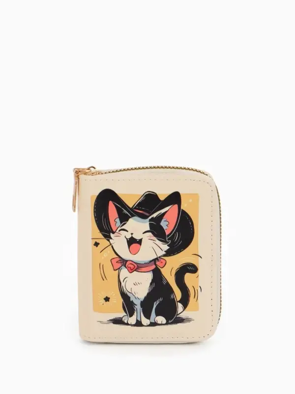 Кошелёк на молнии &laquo;Выбражулька&raquo;, 8.5&times;2.5&times;10.5 см, с принтом, бежевый