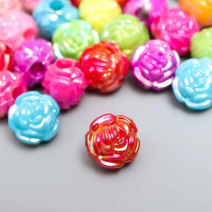 Бусины для творчества пластик  Бусины для творчества пластик "Розочка" перламутр набор 30 шт 1,2х1,2 см