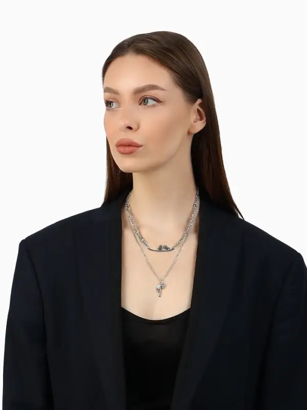 Кулон &laquo;Цепь&raquo;, фламинго, цвет серебро