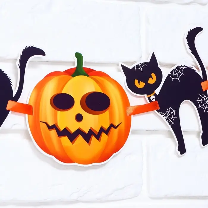 Гирлянда на ленте на Хэллоуин Happy Halloween, длина 250 см