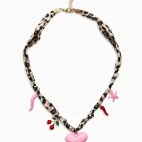 Колье "Новый стиль" микс подвесок, светлый леопард, в золоте 40+удл