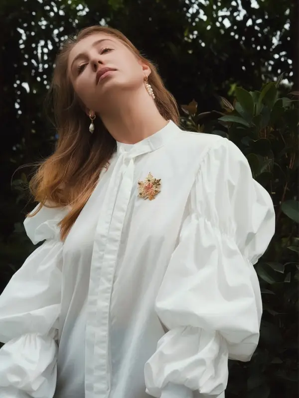 Брошь &laquo;Лист&raquo;, кленовый осенний, цветная в золоте