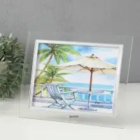 Фоторамка стекло 15х20 см "Серебряный кант" горизонталь, выгнутая 25,5х21 см