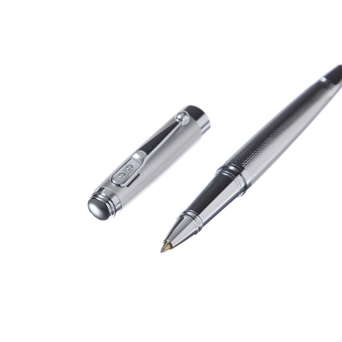 Ручка подарочная роллер, в кожзам футляре, корпус серебро Ручка подарочная роллер, в кожзам футляре, корпус серебро