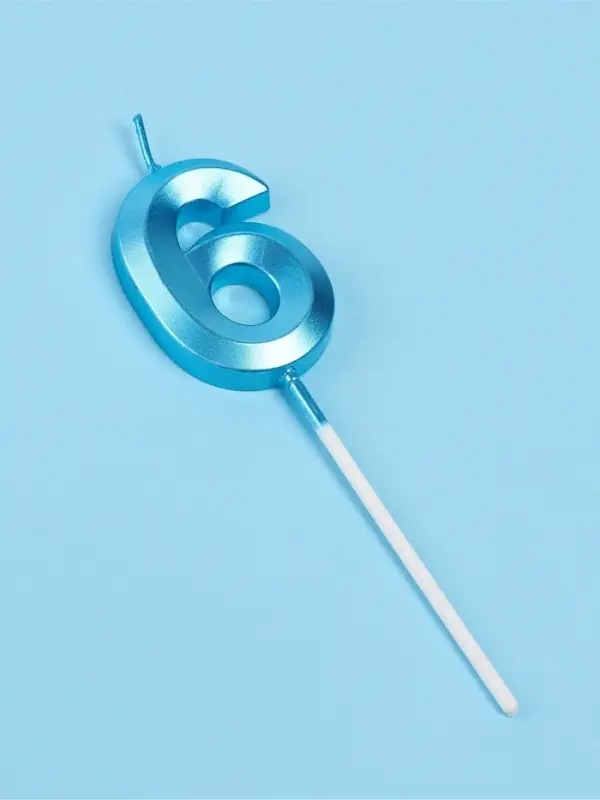 Свеча в торт на шпажке &laquo;Грань&raquo;, цифра 6, голубая, 5 см