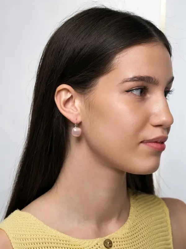 Серьги пластик &laquo;Майорика. Квадрат&raquo;, светло-розовые в серебре