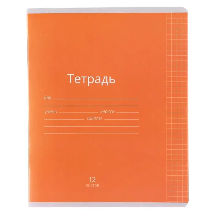 Тетрадь 12 листов в клетку Calligrata "Однотонная Классика яркая", обложка мелованная бумага, ВД-лак, блок офсет, белизна 95%, МИКС