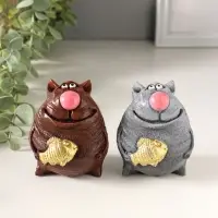 Сувенир Кот с рыбой,микс 7х5,5х6см