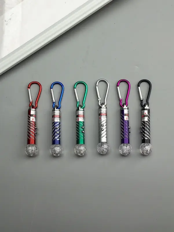 Фонарик - лазер брелок для ключей на карабине &laquo;Шар&raquo;, МИКС