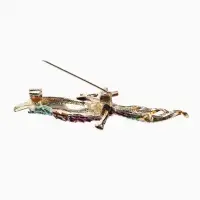 Брошь &laquo;Птица&raquo; на ветке, цветная в золоте