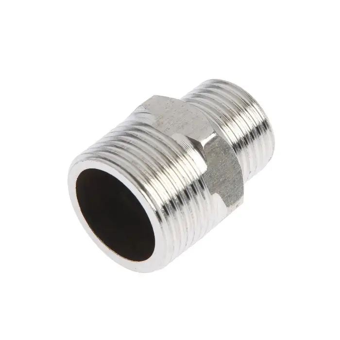 Ниппель переходной ZEIN engr, 1/2" &times; 3/4", наружная резьба, нержавеющая сталь