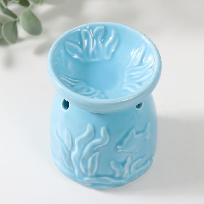 Аромалампа керамика Аромалампа керамика "Подводный мир" голубая 7,2х7,2х8,9 см