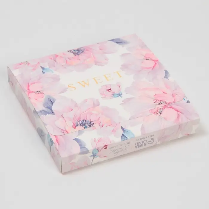 Коробка для шоколада, кондитерская упаковка, «Цветы», с окном, 10.2 х 1.4 х 10.2 см Коробка для шоколада, кондитерская упаковка, «Цветы», с окном, 10.2 х 1.4 х 10.2 см