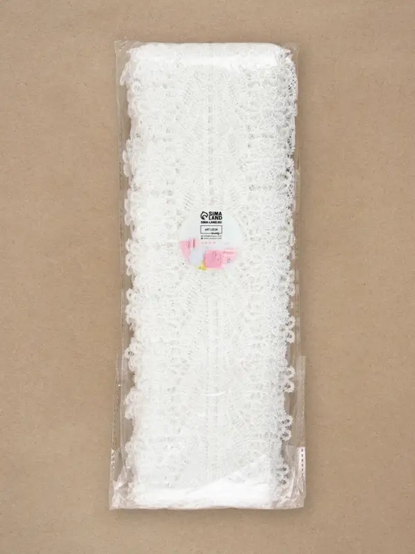 Кружево гипюровое, 80 мм, 6.8&plusmn;0.5 м, белое