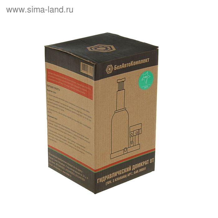 Домкрат  Домкрат "БелАК" БАК.00031, 8 т, 2 клапана, высота подъема 200-380 мм