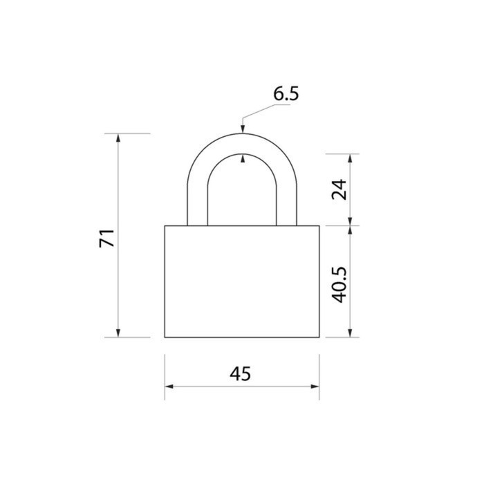 Замок навесной, 45 мм, медный цилиндр, влагозащищенный,  короткая дужка, 3 ключа  МИКС