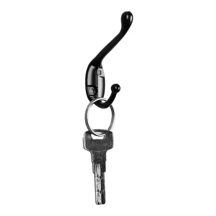 Крючок мебельный ТУНДРА TKd=015, двухрожковый, черный