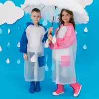 Дождевик детский &laquo;Гуляем под дождём&raquo;, рост 116-134 см, ЭВА 85 г, голубой