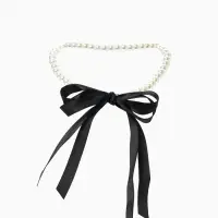 Бусы &laquo;Бантик&raquo;, жемчужины с завязкой, L= 40 см, черный, белый