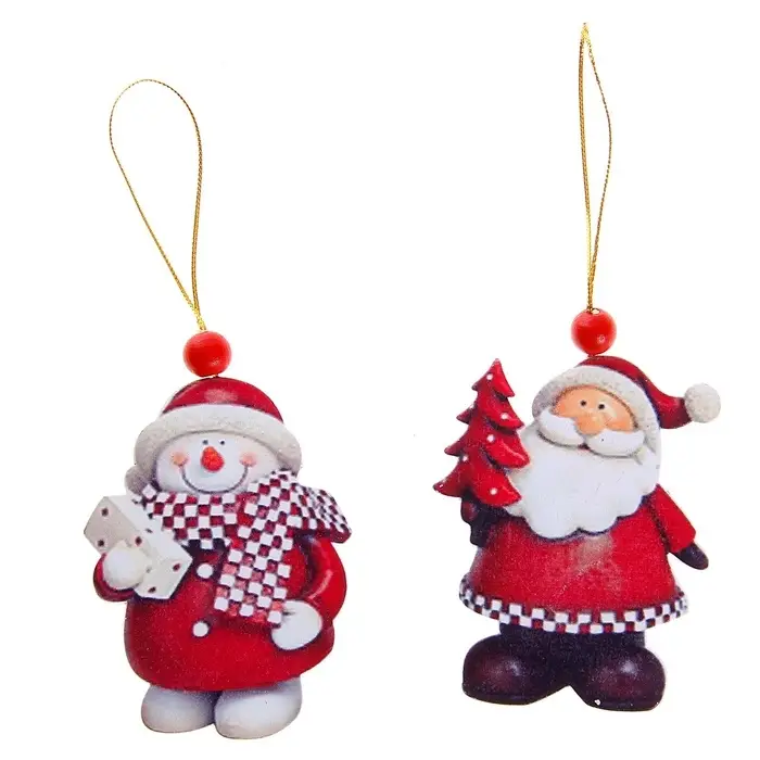 Елочная игрушка деревянная Лесная мастерская &laquo;Снеговик и Дед Мороз&raquo;, МИКС