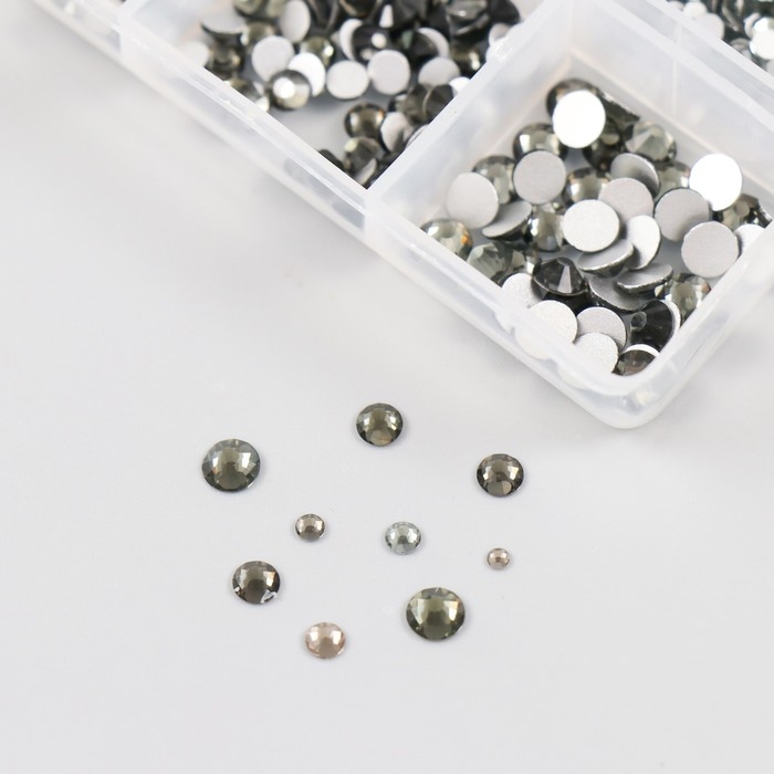 Декор для творчества стекло Декор для творчества стекло "Стразы. Прозрачно-серый" d=2-4,8 мм н-р 1188 шт 6х8х1,5 см